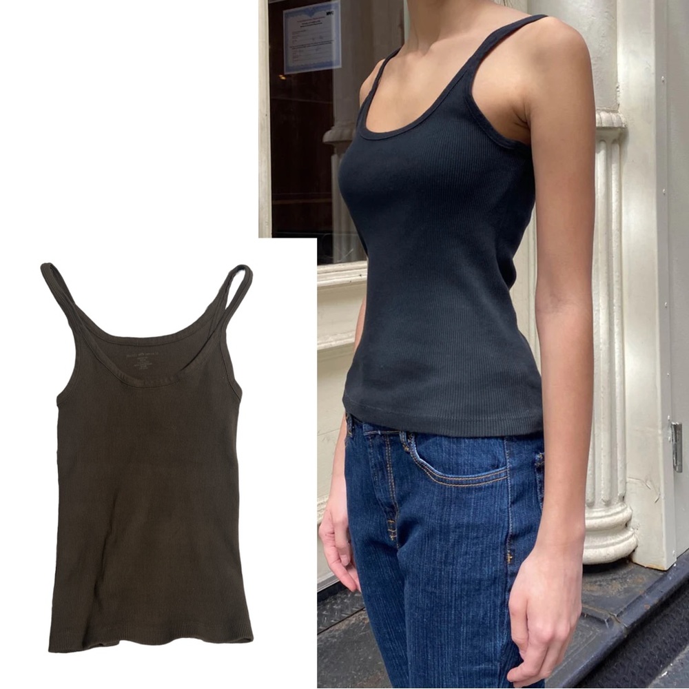 Brandy Melville Beyonca Long Tank ribbed - charcoal grey